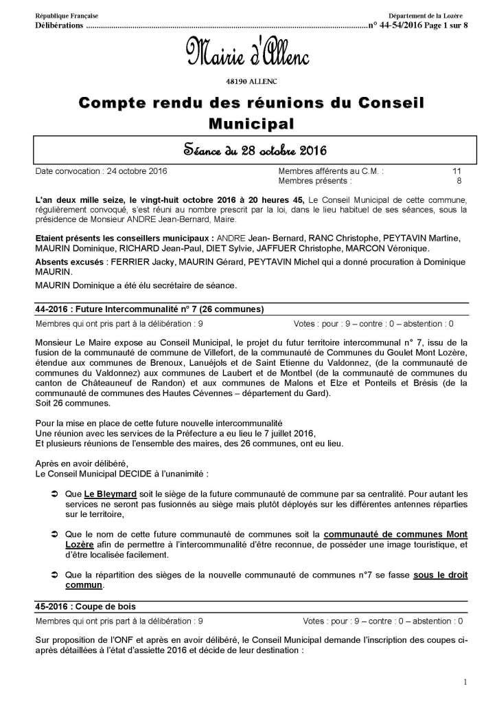 CR 28 octobre 2016 Page 1